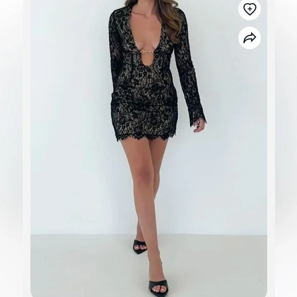 Rumored Fools Rush Mini Dress - Black Lace - Picture 4 of 4